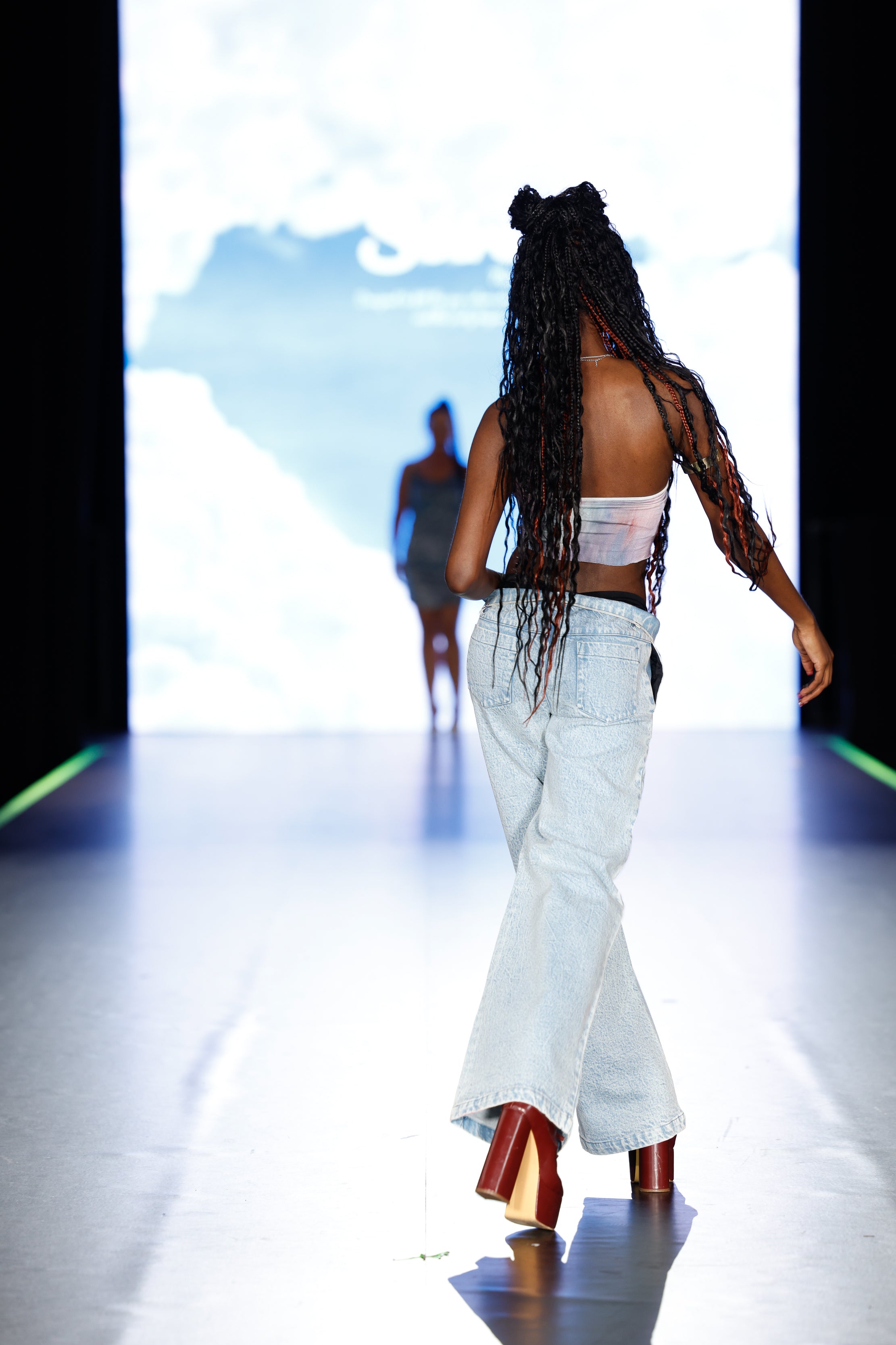 *PRE-ORDER* Print Wide-leg Denim Pants- Light Denim